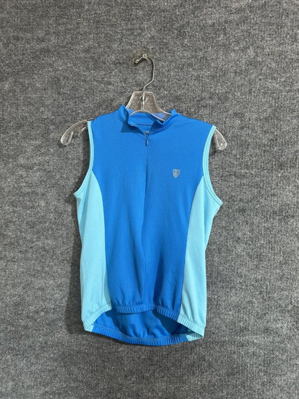 Trek Cycling Jersey Womens Small Blue Sleeveless 1/4 Zip Pockets Reflective Tank
